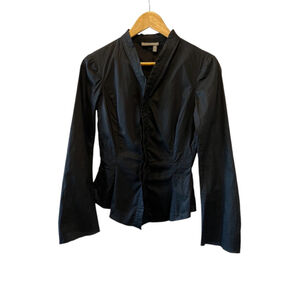 TRISTAN & ISEUT Black Snap Button Flare Sleeve Fitted Blouse XS